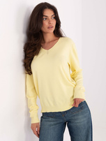 Jasnożółty damski sweter z domieszką modalu 