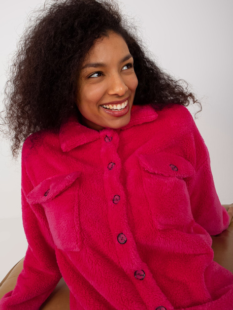 Hurt Fuksjowa futrzana koszula wierzchnia z kieszeniami RUE PARIS