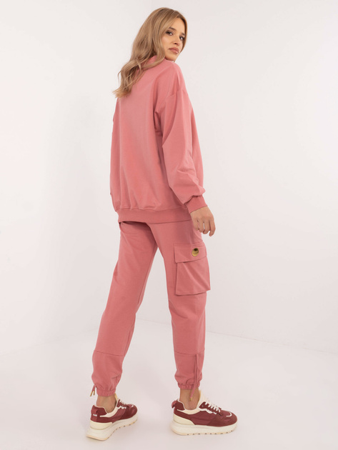 Hurt Brudnoróżowy damski komplet dresowy z kieszeniami