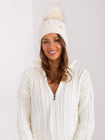 Hurt Ecru czapka zimowa z pomponem RUE PARIS 