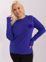 Hurt Kobaltowy casualowy sweter plus size pomponem
