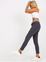 Hurt Grafitowe dresowe spodnie basic z bawełny RUE PARIS 