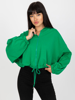 Hurtownia Zielona rozpinana bluza basic z kapturem RUE PARIS 