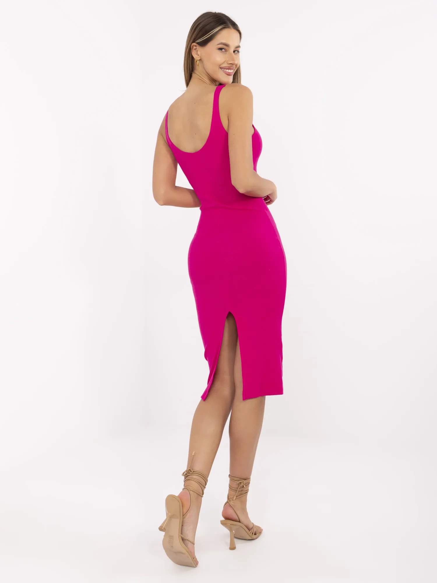 Fuchsia bodycon dress with straps RUE PARIS.