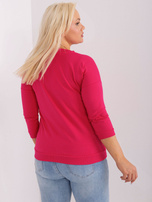 Hurt Fuksjowa bawełniana bluzka plus size z napisem