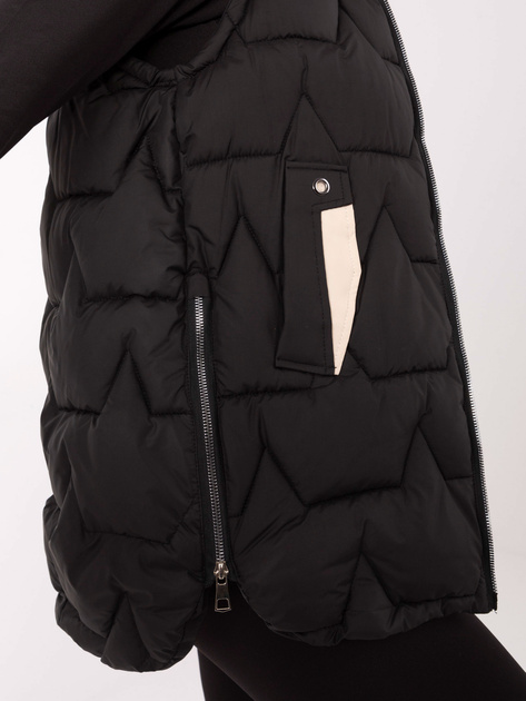 Czarna pikowana kamizelka z kapturem