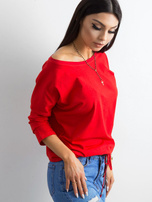 Czerwona bluzka basic z rękawem 3/4 Fiona