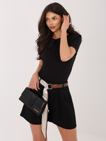 Czarna bluzka damska z kołnierzykiem RUE PARIS 