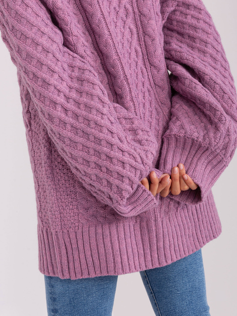 Hurt Fioletowa sukienka dzianinowa z warkoczami