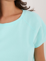 Miętowa damska bluzka basic z krótkim rękawem RUE PARIS 