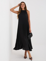 Czarna plisowana sukienka z falbaną RUE PARIS 