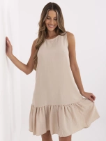 Beżowa sukienka z falbaną Jossie RUE PARIS