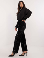 Hurtownia Czarne wieczorowe spodnie z cekinami
