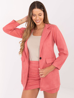 Malinowa zamszowa marynarka od kompletu Irmina