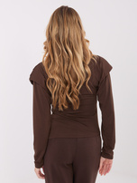 Brązowa drapowana bluzka z ozdobnym detalem