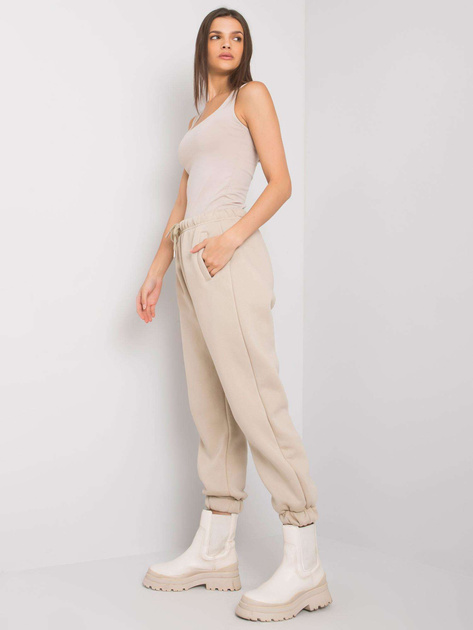 Beżowe spodnie dresowe bawełniane Esher RUE PARIS