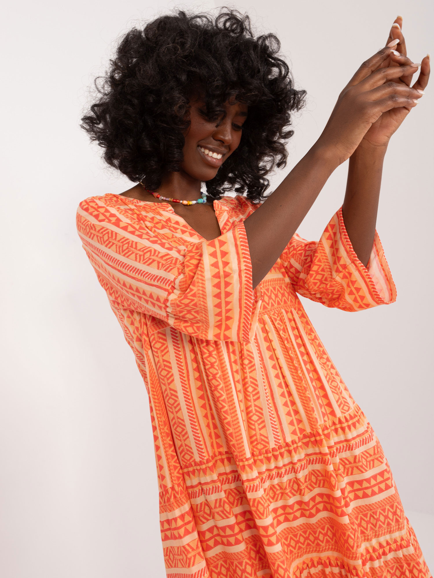 Hurt Orange boho dress with prints SUBLEVEL.