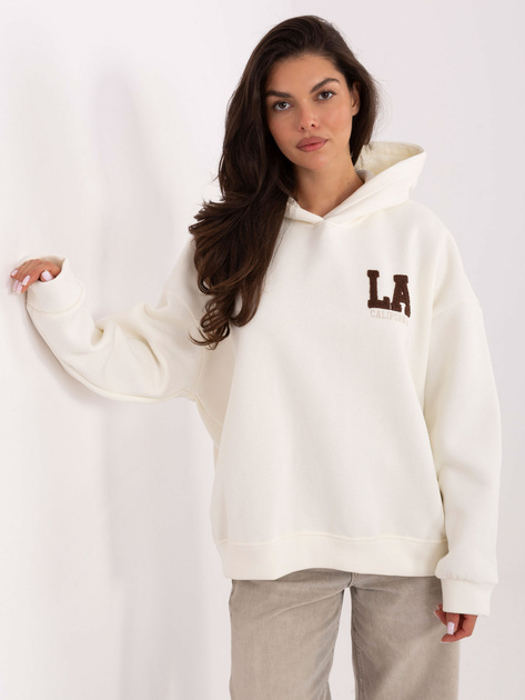 Ecru damska bluza oversize z kapturem