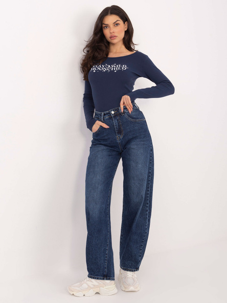 Granatowa damska bluzka z dekoltem w łódkę