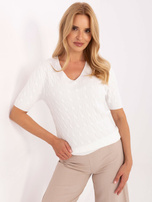 Ecru klassischer Pullover mit Viskose.