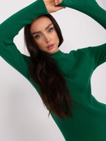 Hurt Ciemnozielona damska sukienka dzianinowa w prążek