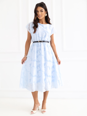 Jasnoniebieska elegancka sukienka z podszewką RUE PARIS 