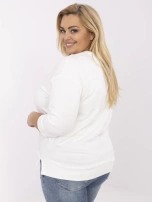 Ecru casualowa bluzka plus size z dżetami