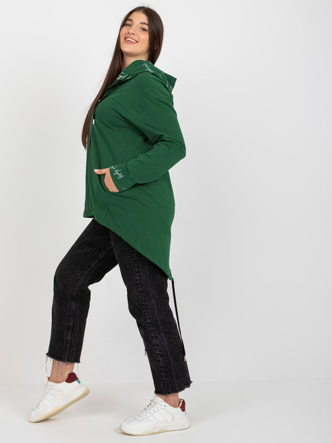 Hurt Ciemnozielona rozpinana bluza plus size z napisami