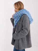 Niebieski damski szal z frędzlami