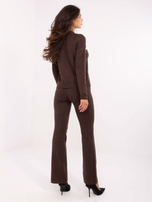 Dark brown women's set with flared pants.