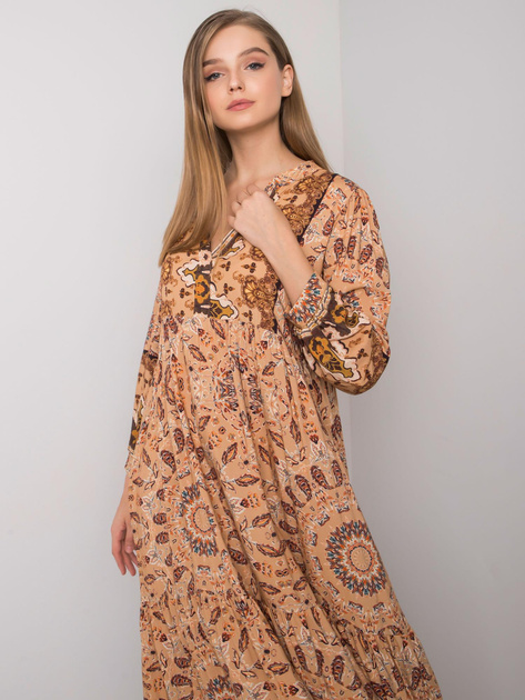 Beżowa sukienka w etniczne wzory Marcy OCH BELLA