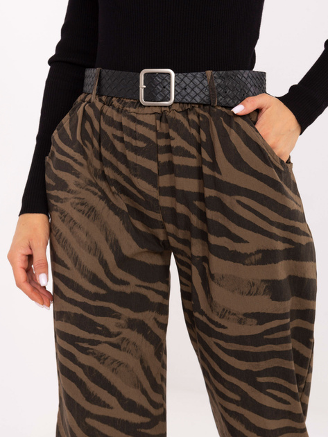 Khaki damskie spodnie z nogawką 7/8