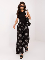 Czarne letnie spodnie z szeroką nogawką