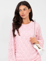 Jasnoróżowa sukienka z bufiastym rękawem