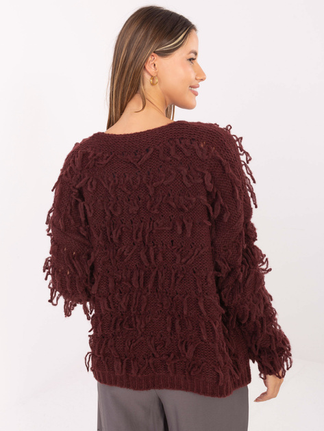 Bordowy kardigan w stylu boho RUE PARIS