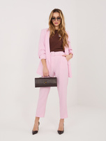 Jasnoróżowy elegancki komplet z marszczonymi rękawami  RUE PARIS 