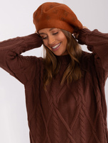 Hurtownia Jasnobrązowy damski beret z dzianiny