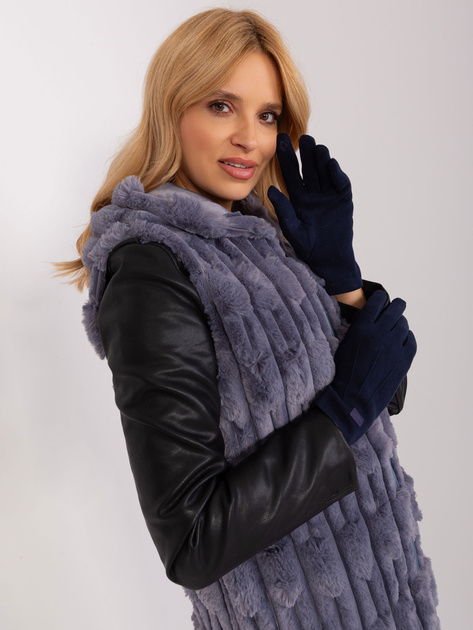 Hurt Granatowe gładkie rękawiczki damskie