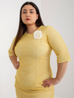 Hurtownia Ciemnożółta midi sukienka plus size na wesele