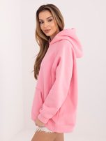 Jasnoróżowa damska bluza kangurka z ociepleniem RUE PARIS 