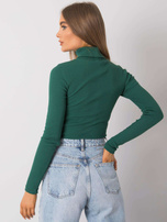 Ciemnozielona bluzka w prążek z golfem Elisee RUE PARIS
