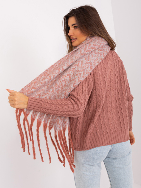 Hurt Pomarańczowo-jasnoszary szal we wzory