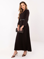 Czekoladowa długa sukienka z marynarkową górą RUE PARIS 