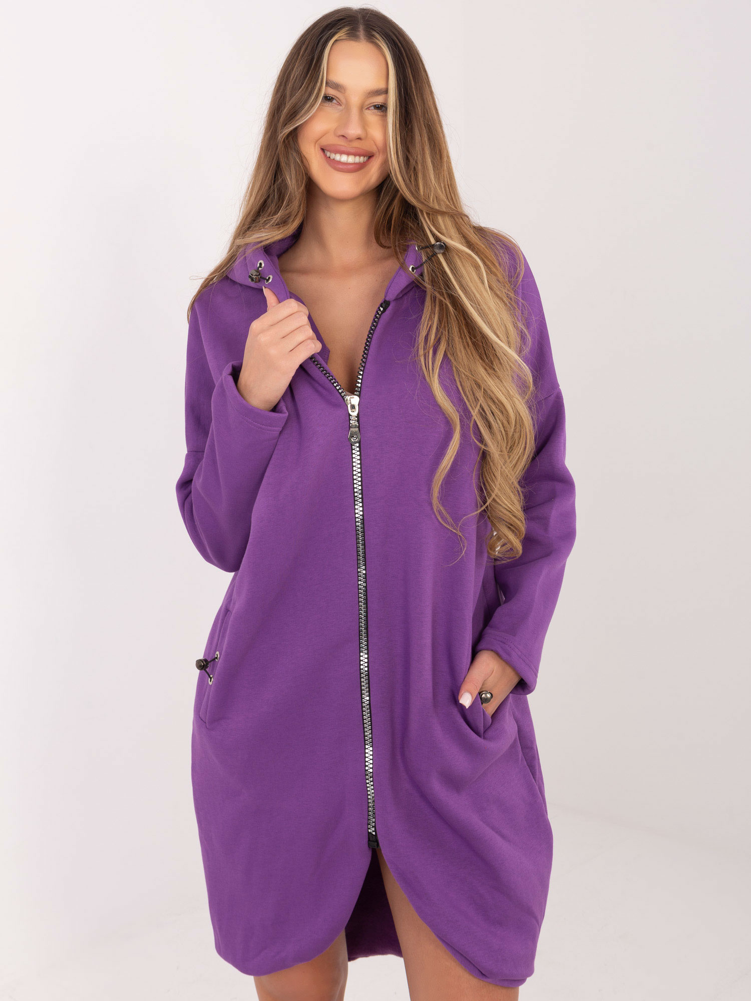 Fioletowa dresowa bluza basic z suwakiem Tina RUE PARIS 