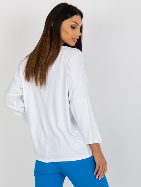 Hurtownia Biała damska bluzka basic o kroju oversize