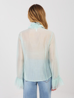 Jasnomiętowa rozpinana koszula z rękawem typu dzwon