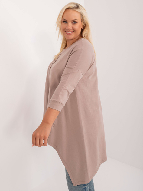 Hurt Ciemnobeżowa bluzka plus size z naszywką