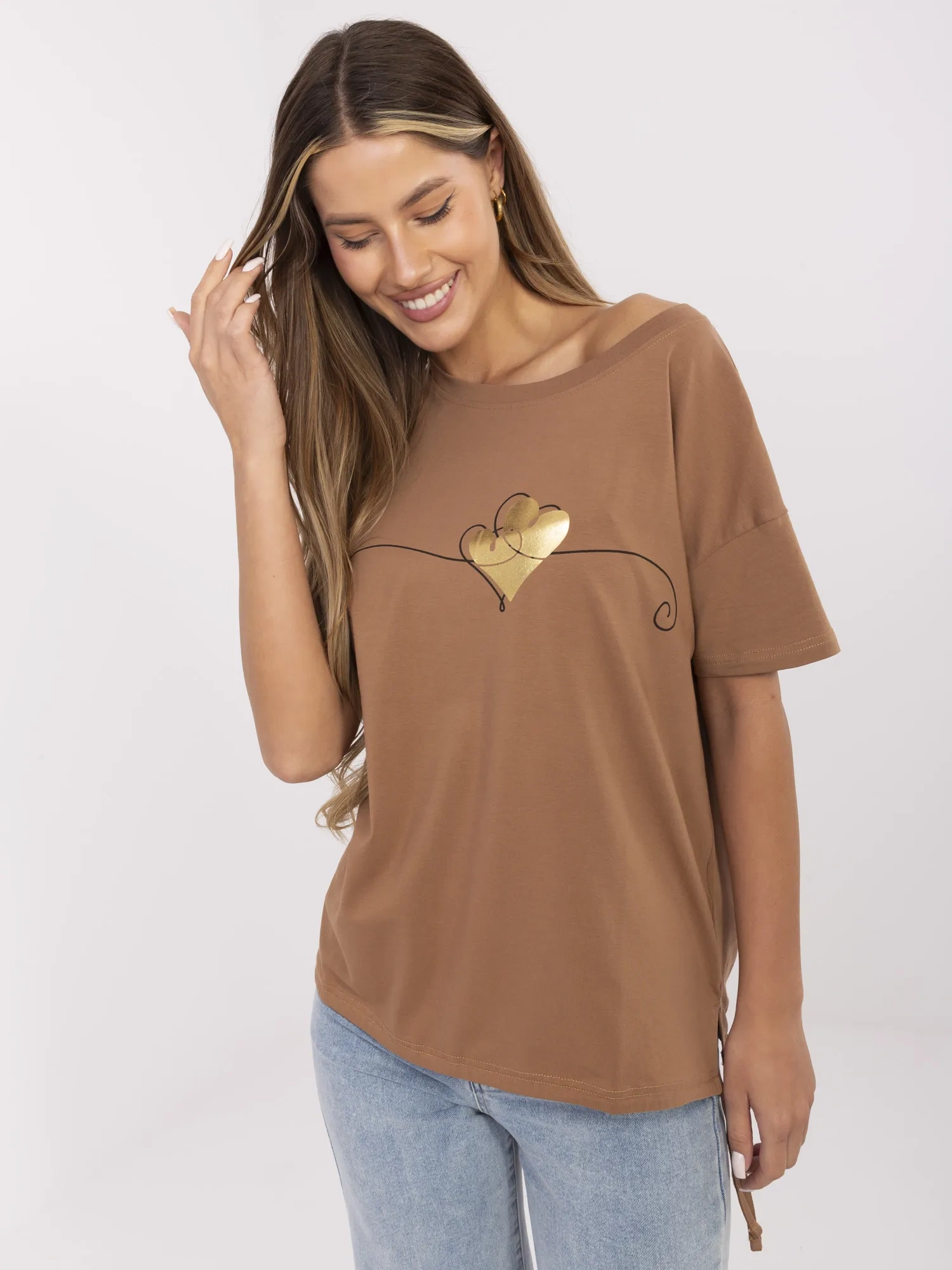 T-shirt jasny brązowy