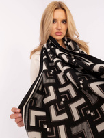Hurt Czarno-ecru damski szal z domieszką wełny