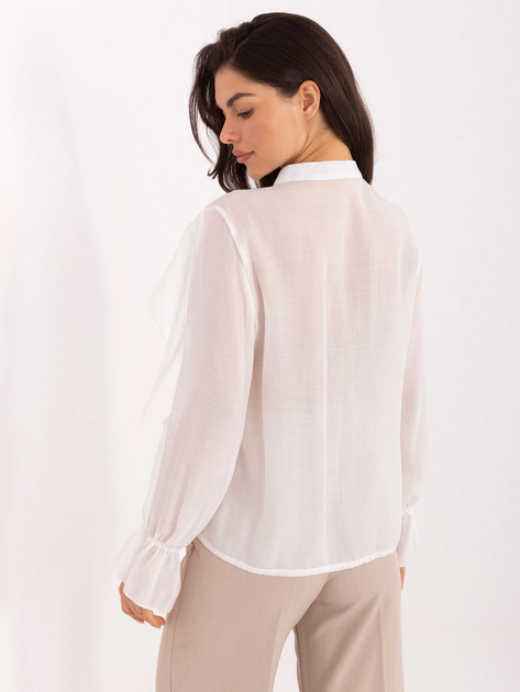 Biała rozpinana koszula z żabotem RUE PARIS